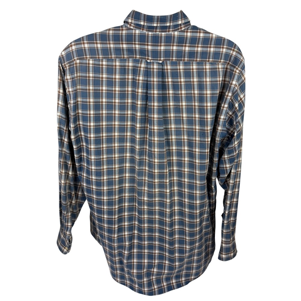 Kirkland Signature Men's XL Blue Brown Plaid Non-Iron Button-Down Shirt 997151 - Picture 3 of 8